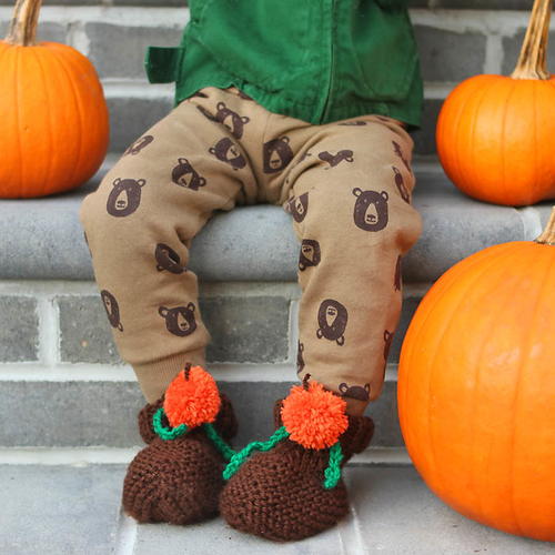 Pumpkin Toddler Knit Booties