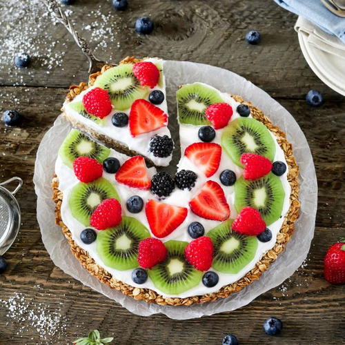 Healthy Fruit Pizza with Fresh Coconut Whip