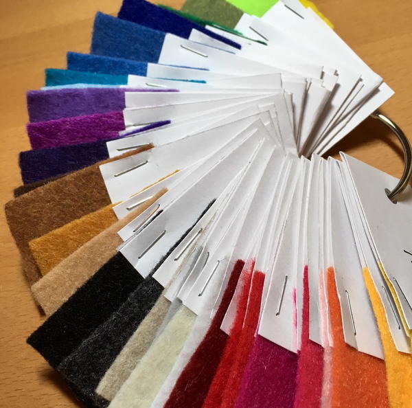 Craft felt samples in a wide variety of colors