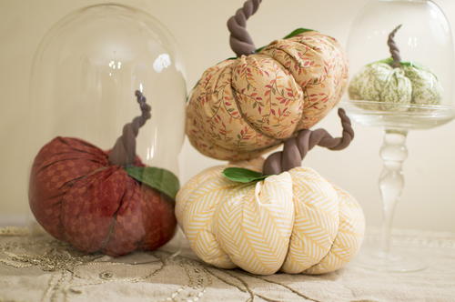 Easy DIY Fall Fabric Pumpkins with Homemade Stems