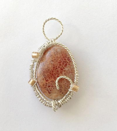 Twisted Wire Wrapped Jasper Pendant