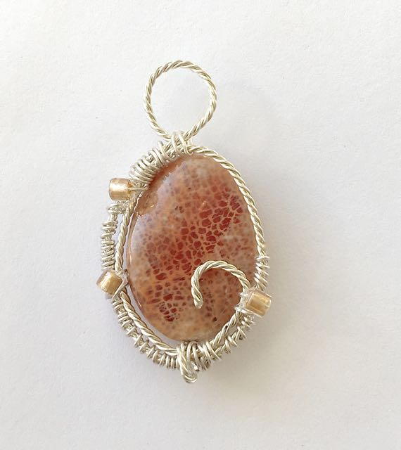 Twisted Wire Wrapped Jasper Pendant