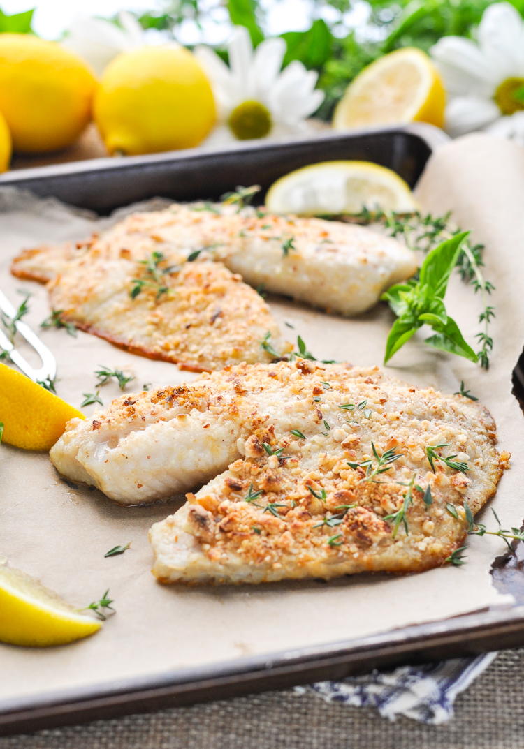 5-Ingredient Almond-Crusted Baked Tilapia | FaveHealthyRecipes.com