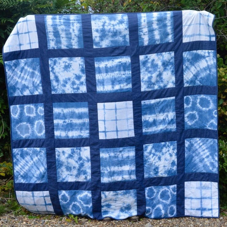 Blue shibori 2024 quilt and outfit