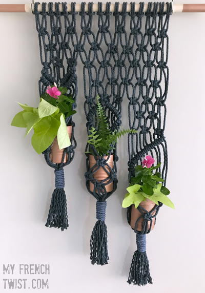 Macrame 3-Pot Plant Holder