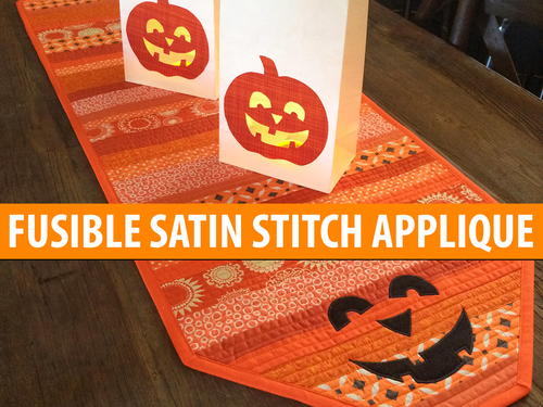 Fusible Satin Stitch Applique Jack-O'Lantern