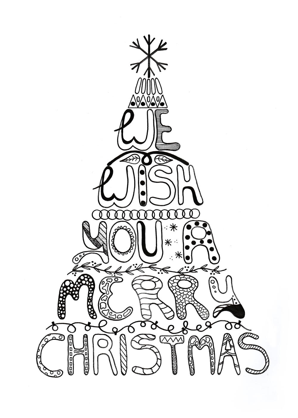 Download Merry Christmas Adult Coloring Page | AllFreePaperCrafts.com