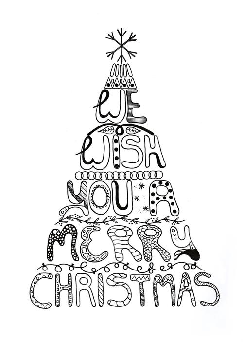 Merry Christmas Adult Coloring Page