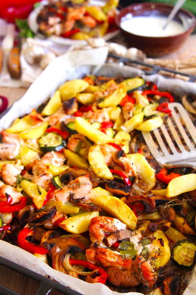 Sheet pan turkey veggie bake