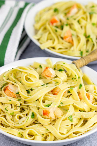 Lobster Linguine with Lemon Garlic Sauce