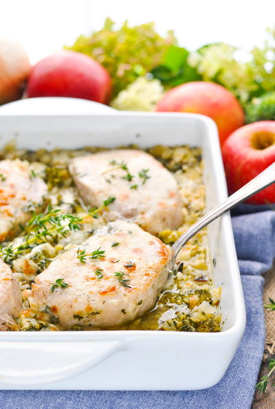 Dump-and-Bake Pork Chop Casserole with Broccoli and Wild Rice