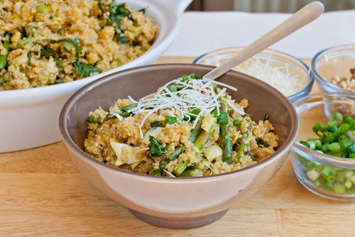 Quinoa with Artichokes Asparagus and Kale