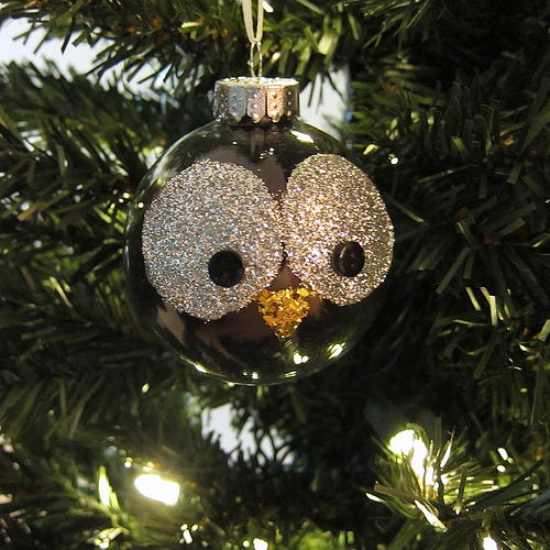 Glitter Owl Christmas Ornament