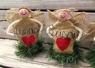 Burlap Angel Personalized Place Settings