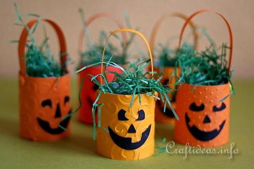 Hanging Halloween Pumpkin Baskets
