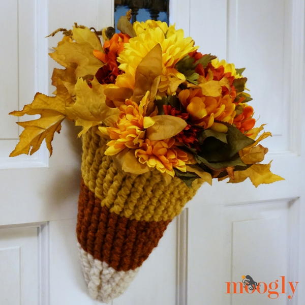 Colorful Candy Corn Door Crochet Basket