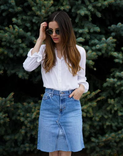 Jeans to Denim Skirt Refashion