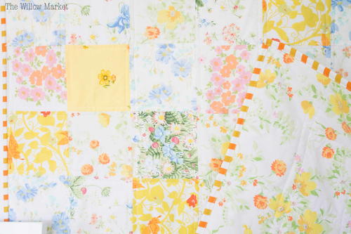 A Simple Patchwork Quilt Made from Vintage Sheets