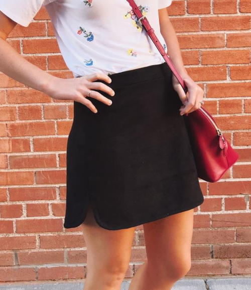 Suede Shirttail Mini Skirt