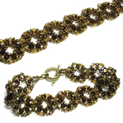 CRYSTAL NET - beadwoven bracelet tutorial with fire polished beads and seed  beads, bead pattern, beading tutorial, beaded lace / TUTORIAL ONLY