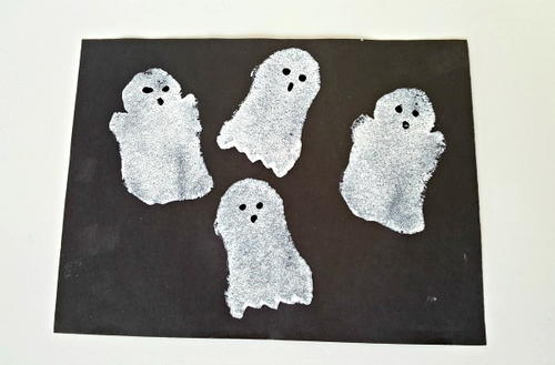 Sponge Painted Ghosts Kids Activity