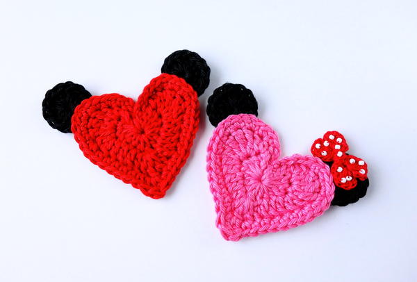 Mickey and Minnie Heart Appliques