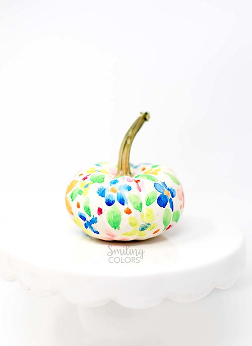 Floral Painted Pumpkin