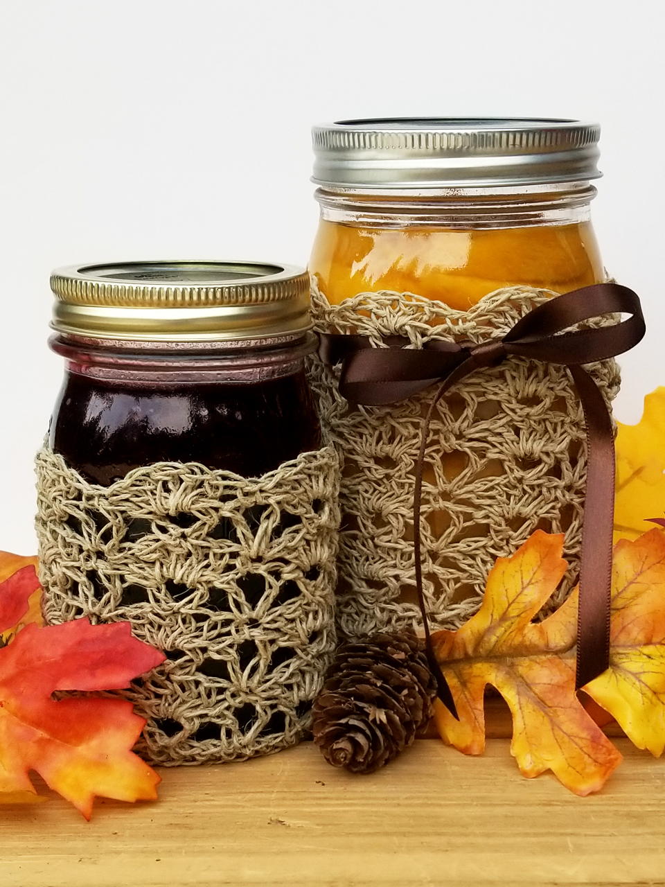 Rustic Elegance Canning Jar Cozy Set | AllFreeCrochet.com