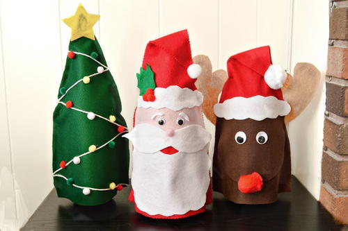 No-Sew Christmas Bottle Covers
