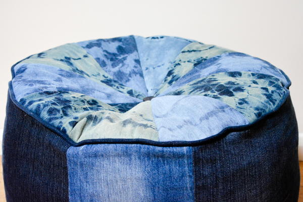 Shibori Inspired Large Denim Floor Cushion