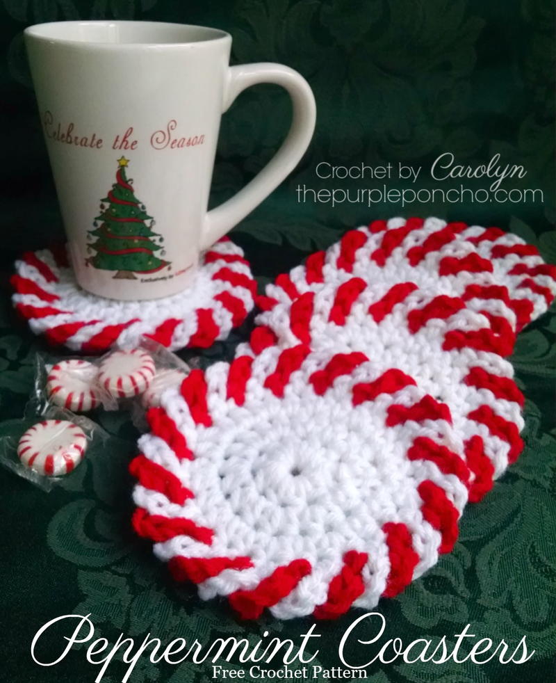 Peppermint Coasters AllFreeCrochet com