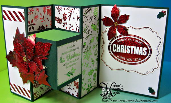 Foiled Fun Fold Christmas Card with Poinsettia