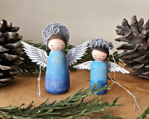 Peg Doll Angel Homemade Ornaments