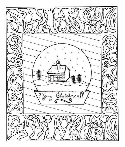 Framed Snow Globe Adult Coloring Page