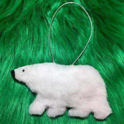 Softest Fluffy Polar Bear Christmas Ornament