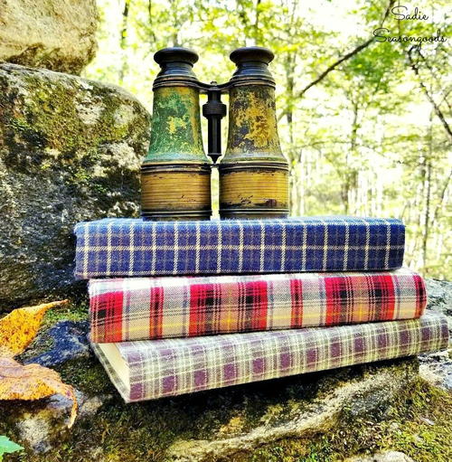 DIY Flannel Wrapped Books for Autumn/Winter Decor