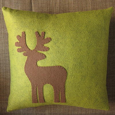 Festive Reindeer Applique Pillow