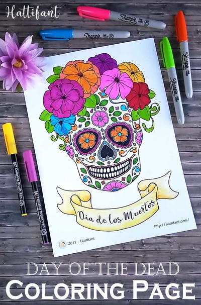Day of the Dead Sugar Skull Coloring Page