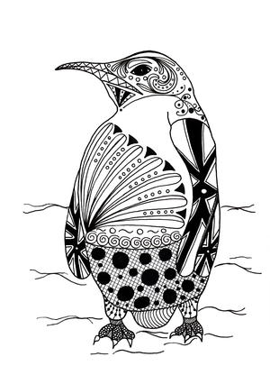 Intricate Penguin Adult Coloring Page