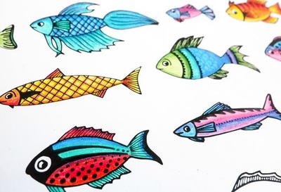 Whimsical Fish Printable Coloring Page