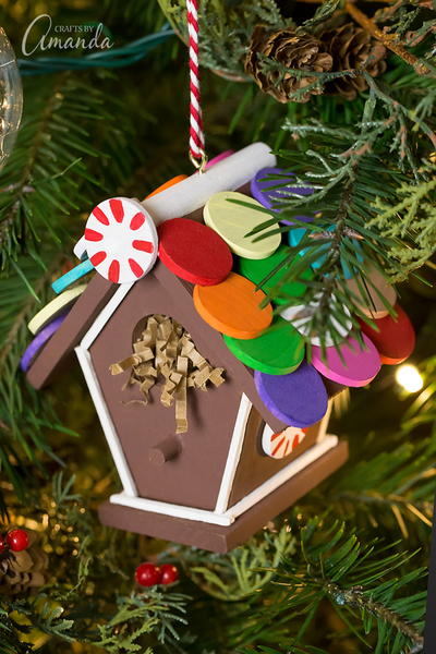 Colorful Gingerbread Birdhouse Ornament
