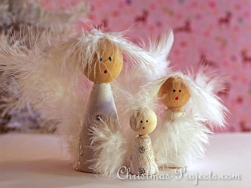 Romantic Wooden Peg Angels