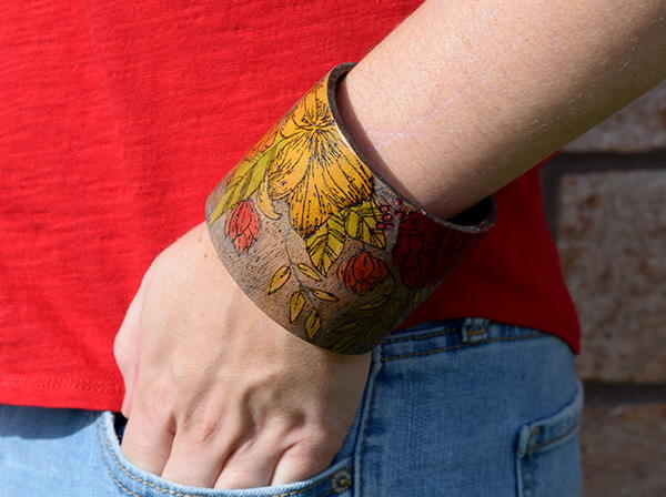 Bohemian Floral Wood Cuff