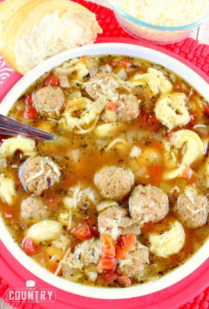 Tortellini Meatball Soup | AllFreeSlowCookerRecipes.com
