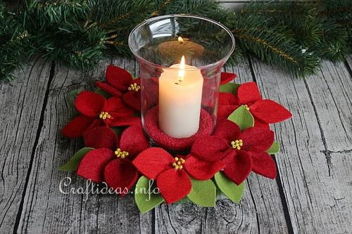 Felt Poinsettia Wreath Centerpiece