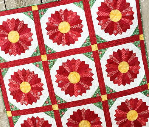 Nordic-Inspired Christmas Poinsettia Quilt
