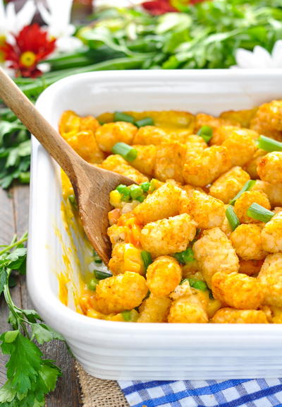 Chicken Nuggets and Potato Tots Casserole