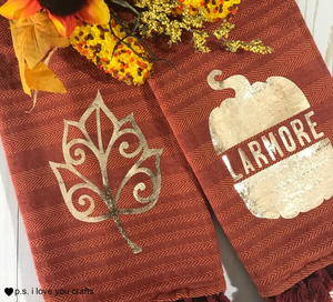 Fall Kitchen Towels With Heat Transfer Vinyl Favecrafts Com