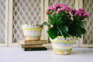 Decoupage Flower Pots with Scrapbook Paper