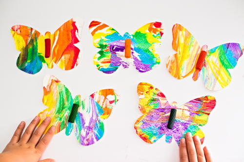 Rainbow Marbled Butterfly Pasta Art